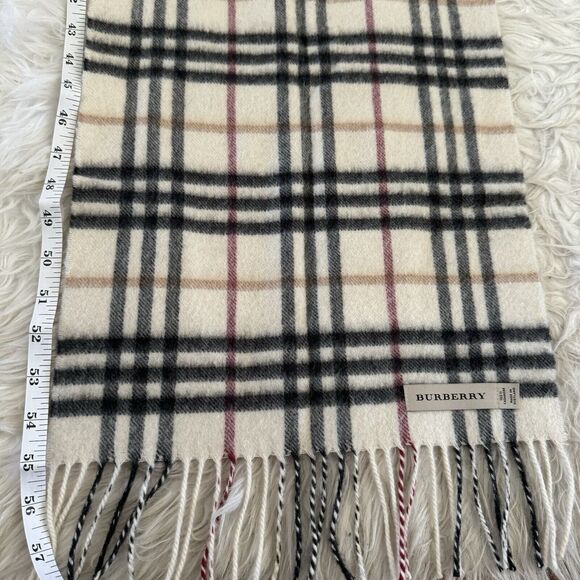 Burberry 100% Cashmere Scarf Unisex $590 Classic Nova Check Fringe Scarf Sand - Picture 11 of 11